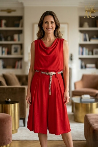 [201747] Broekrok Oubaid nm85 viscose bloem bedrukt met 2 diepe spingplooien en een eco leren riem