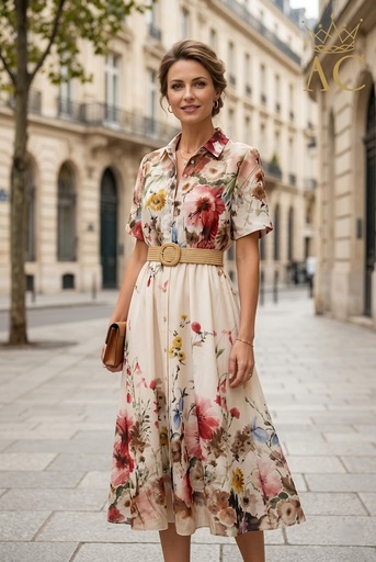 [201768] Robe chemise à imprimé floral Ritchie avec ceinture nm90