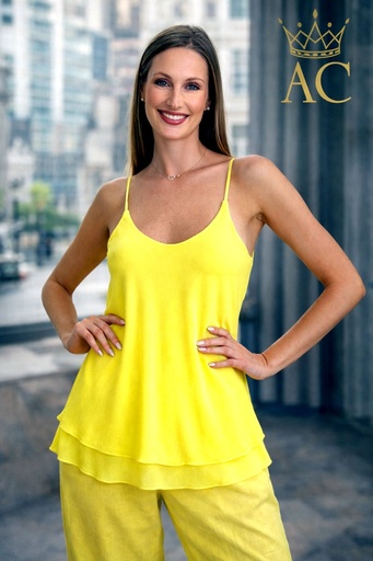 [201820] Top Obaid crepe dubbellagige top met verstelbare spaghettibandjes in A-lijn