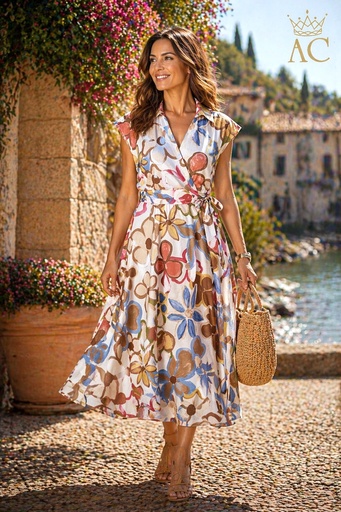 [201884] Robe portefeuille Okyanus nm100 coton floral