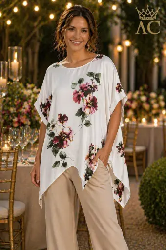 [201961] Blouse Seppe nm83 soie manches larges chauve-souris col rond sous le top bourgogne-vert-jaune fleurs