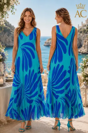 [202212] Robe Sid nm98 XL, coupe allongée, sans manches, col en V à l'avant et à l'arrière, sous-robe en soie, coupe fluide