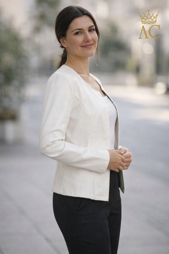 [202283] Tijmen Short Jacket, Eco-Leather, Round Neck, No Collar