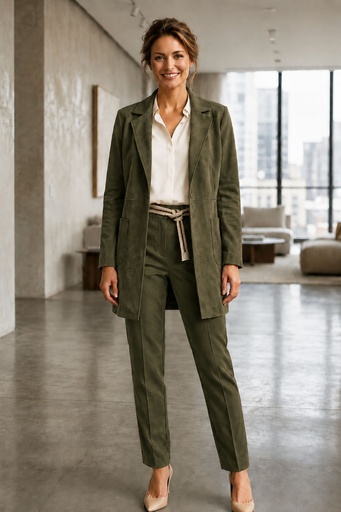 [202306] Tyler Jacket, eco-suede, lapel collar, patch pockets, mid-length