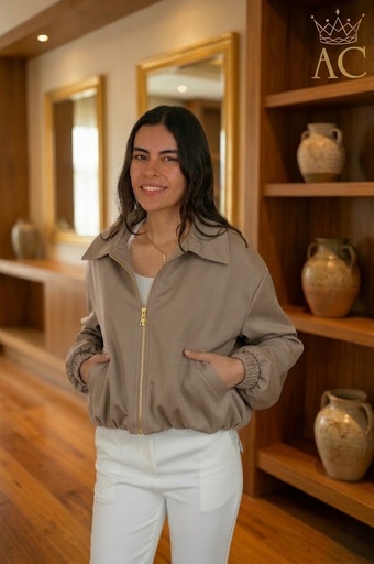 [202308] Teunis Jacket, eco-suede, puffed hem, zipper closure 