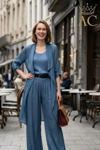 [202362] Cardigan en soie Pilou, 100 % soie, col en pointe, poignets et cordon de serrage