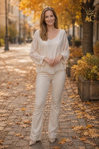 [202404] Thymo Blouse nm100 V&V Collar, Batwing Sleeves 