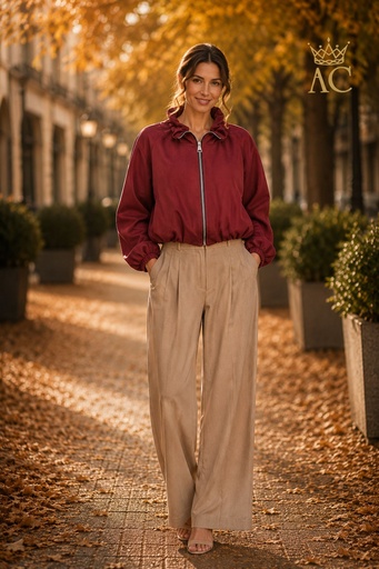 [202417] Bomber jacket Tyrone eco suède gefronste opstaande kraag met insteekzakken gepofte mouw en gevoerd.