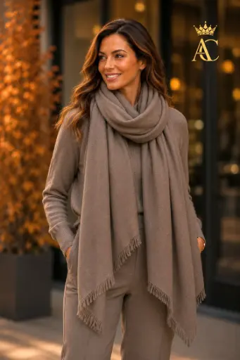 [202461(Gro] Sjaal Vivienne nm100 zacht half zware viscose gerafeld einde 1m80 op 90 cm
