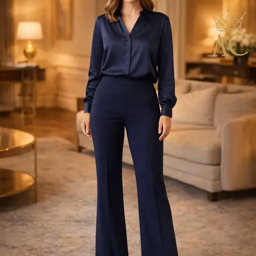 [202577] Broek Volkan olifantenpijp crepe rekbare taille