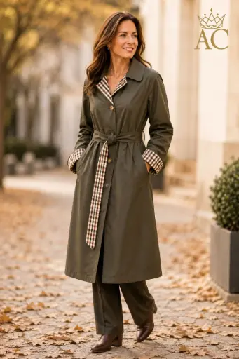 [202616] Thyrza Trench Coat, Reversible Checkered Lining, Waist Tie