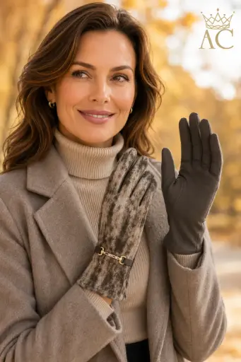 [202653] Gants Scarlett en laine effet tie-dye avec boucle décorative