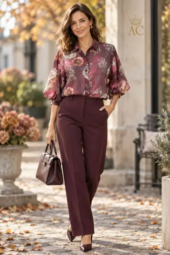 [202682] Blouse Tuna nm85 japanse bloemenpatroon korte pofmouw knoopsluiting kraag