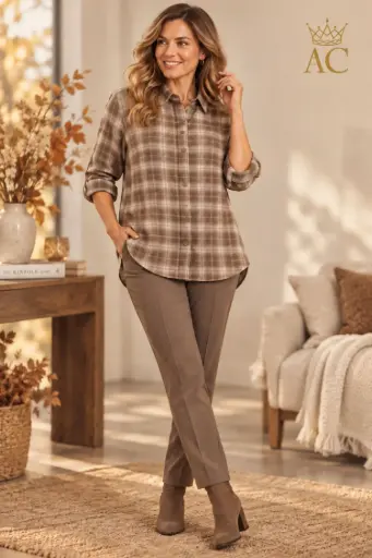 [202689] Teuni Blouse, size 38, Madras lumberjack shirt, flannel, collar, button-down closure