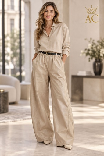 [202732] Pantalon écolère Quinte, coupe ballon, taille froncée, double couture latérale