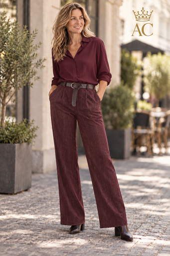 [202741] Pantalon Quinsey, taille haute, rayures en chevrons, 67 nm, gamme tennis 
